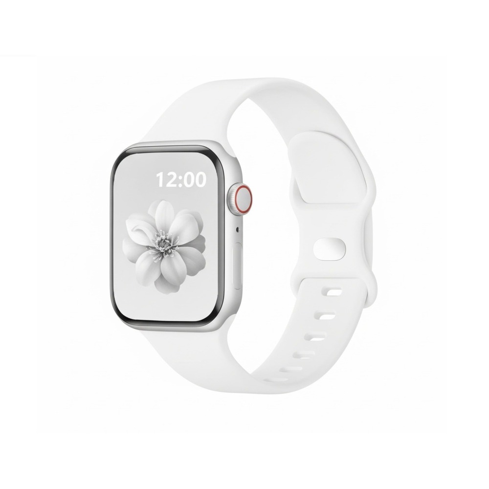Apple iWatch Compatible Series 9-1 Sporty White Silicone Watch Band 38/40/41mm